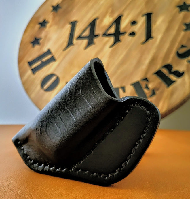 MPH Black Italian Leather Magazine Pocket Holster for Glock double-stack mags