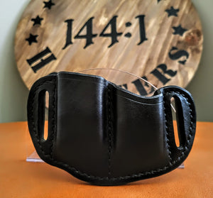 Sig Sauer P365 Minimalist Double Magazine Belt Holster in Black Italian Leather