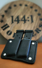 Load image into Gallery viewer, Black Italian Leather Double Magazine Holster for 1911 .45 ACP magazines